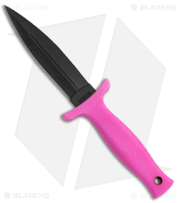 Schrade Fixed Blade Knife Small Boot Knife Pink TPE (3.6" Black Plain) SCHF19HPF