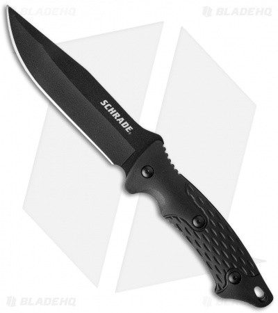 Schrade Fixed Blade Knife Full Tang Black TPE (5" Black Plain) SCHF30