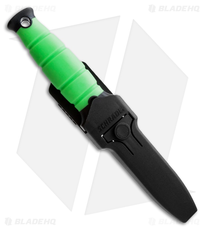Schrade Water Rat Fixed Blade Dive Knife Green (4.75" Black Serr) WR3 