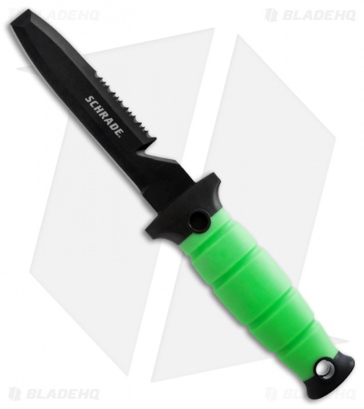 Schrade Water Rat Fixed Blade Dive Knife Green (4.75" Black Serr) WR3 
