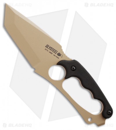 SLYSTEEL Shark Tooth Tactical I Fixed Blade Knife (3.5" Tan)