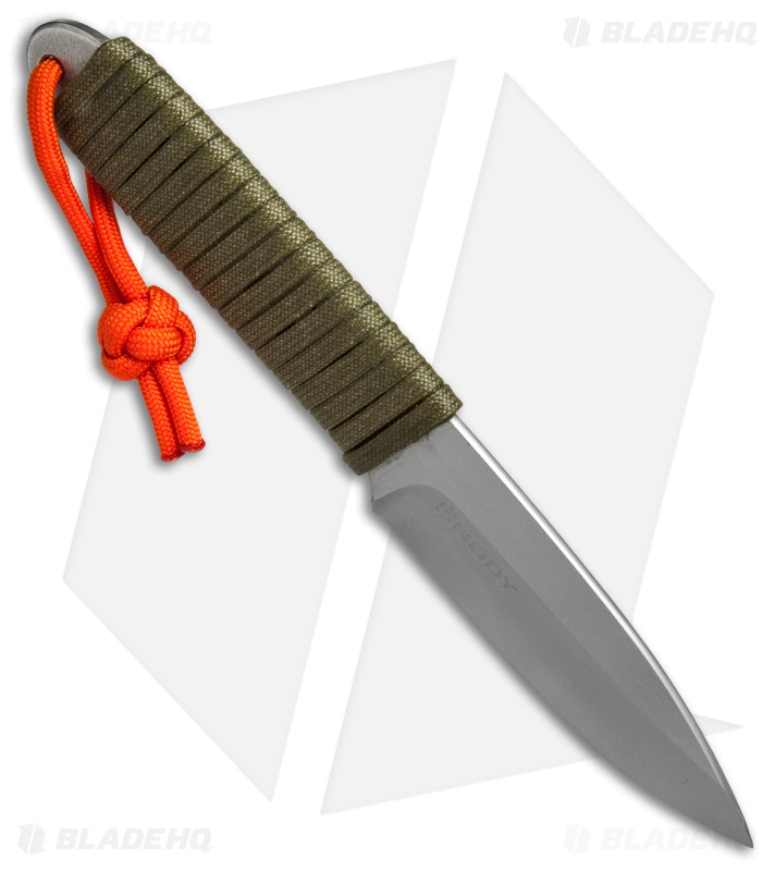 Snody Boss Fixed Blade Knife OD Green Wrap (3.375" Gray)