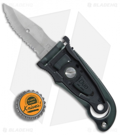 SOG Duo Fixed Blade Knife Black Zytel (2.75" Satin Plain/Serr)