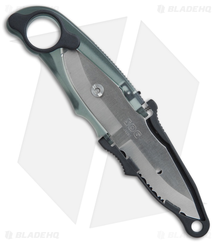 SOG Duo Fixed Blade Knife Black Zytel (2.75" Satin Plain/Serr)