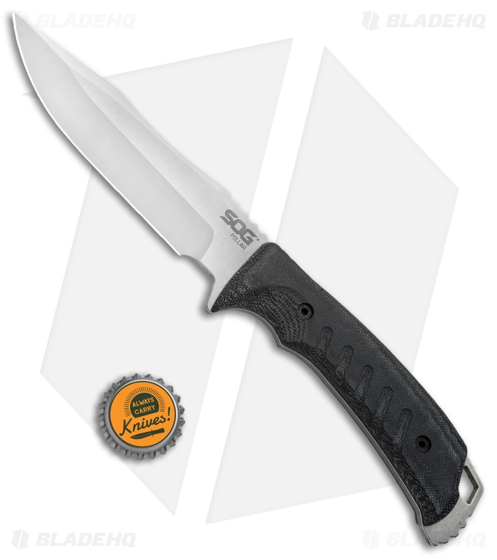 SOG Pillar Fixed Blade Knife Black Canvas Micarta (5" Satin)