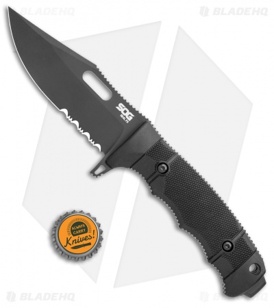 SOG Seal FX Fixed Blade Knife Black GRN Clip Point (4.3" Black Serr)