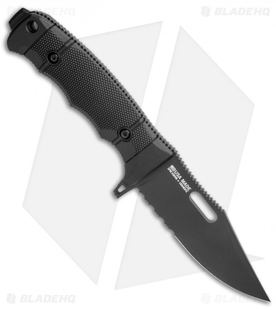 SOG Seal FX Fixed Blade Knife Black GRN Clip Point (4.3" Black Serr)