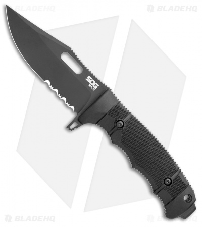 SOG Seal FX Fixed Blade Knife Black GRN Clip Point (4.3" Black Serr)