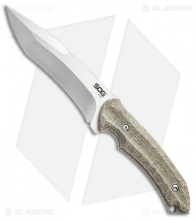 SOG Kiku Small Fixed Blade Knife Green Micarta (4.9" Satin) KU-2001