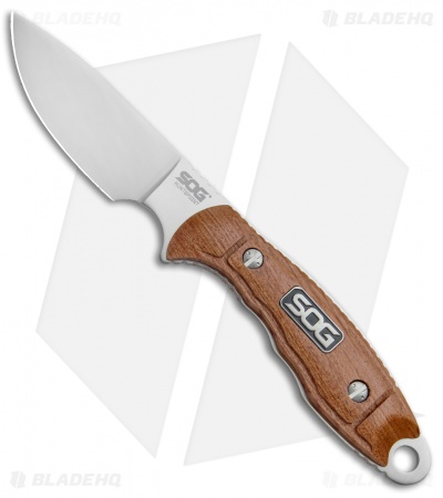 SOG Huntspoint Skinning Fixed Blade Knife Wood (3.6" Satin) HT012L