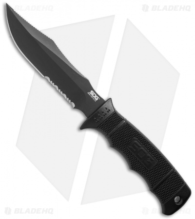 SOG Seal Pup Elite Fixed Knife (Black Serr) E37T-K - Blade HQ
