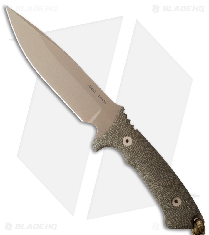 Spartan Blades Harsey Difensa Knife Green Micarta (6.25" FDE)