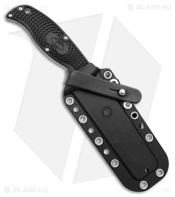 Spyderco Enuff 2 Leaf Fixed Blade Knife Black FRN (3.9" Satin Serr) FB31SBK2