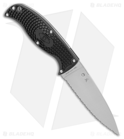 Spyderco Enuff 2 Leaf Fixed Blade Knife Black FRN (3.9" Satin Serr) FB31SBK2