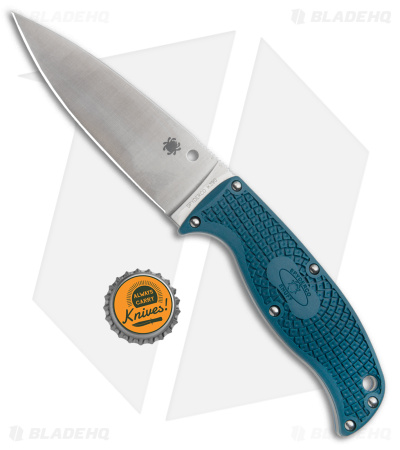 Spyderco Enuff Leaf Fixed Blade Knife Blue FRN (3.95" Satin K390) FB31PBL2K390