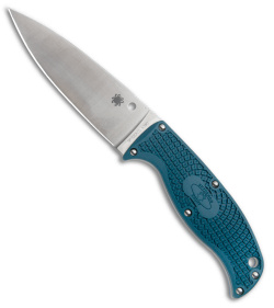 Spyderco Enuff Leaf Fixed Blade Knife Blue FRN (3.95" Satin K390) FB31PBL2K390