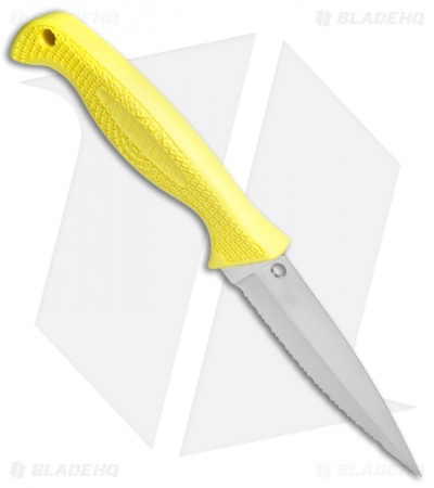 Spyderco Fish Hunter Salt Knife Yellow (4.39" Satin Full Serr) FB40SYL