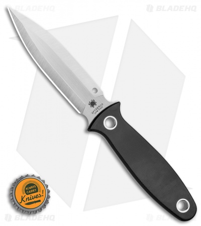 Spyderco Nightstick Fixed Blade Knife Black G-10 (4.1" Satin) FB47GP