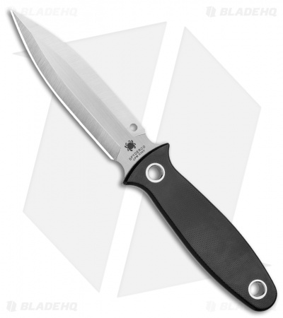 Spyderco Nightstick Fixed Blade Knife Black G-10 (4.1" Satin) FB47GP