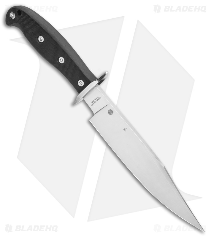 Spyderco Respect Bowie Fixed Blade Knife Black G-10 (7.9" Satin) FB44GP 