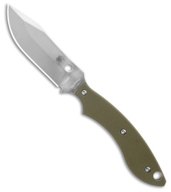 Spyderco Stok Bowie Fixed Blade Knife OD Green G-10 (3" Satin) FB49GPOD