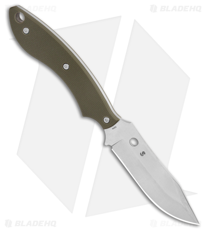 Spyderco Stok Bowie Fixed Blade Knife OD Green G-10 (3" Satin) FB49GPOD