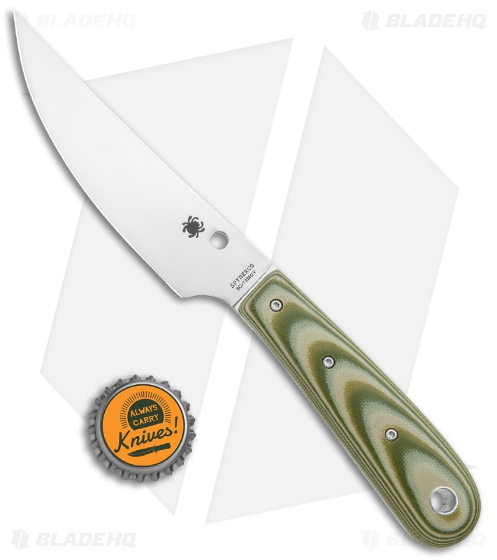 Spyderco Bow River Fixed Blade Knife OD Green/Gray G-10 (4.4" Satin) 