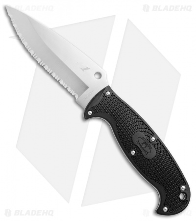 Spyderco Jumpmaster 2 Fixed Blade Knife Black FRN (4.5" Satin Serr) FB24SBK2