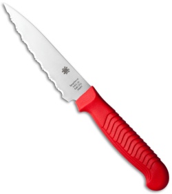 Spyderco 4" Serrated Paring Knife Red Sermollan K05SRD