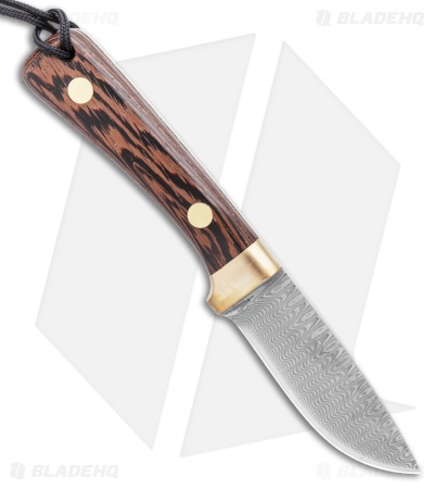 Svord Damascus Drop Point Fixed Blade Knife Wood Handle (3.5" Damascus)