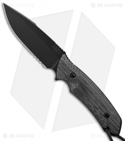 Attleboro Knives Battle Knife Fixed Blade w/ Black Sheath (4.5" Black Serr)