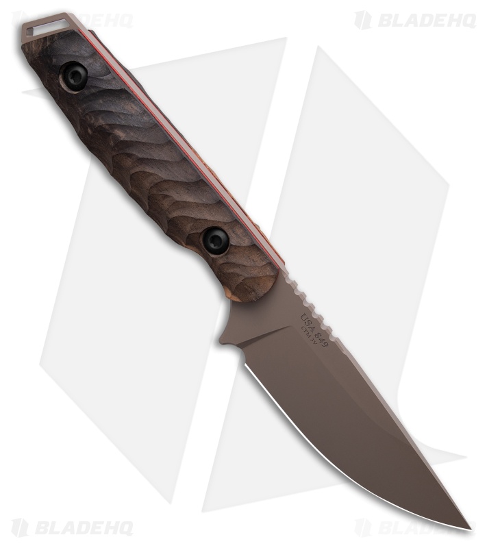 Toor Knives Field 3.0 Fixed Blade Knife Wood/Red G-10 (3.8" Canyon Drab Ebony)