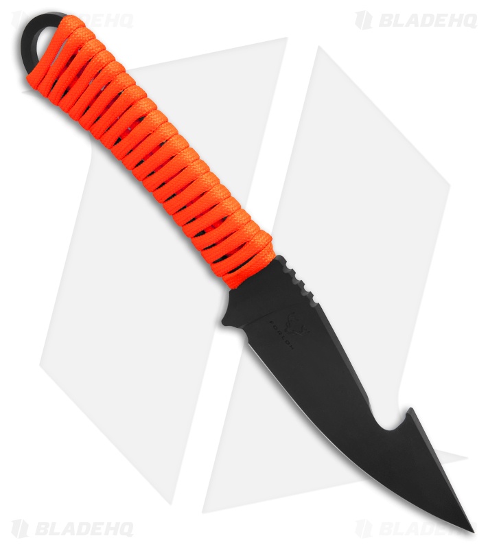 Toor Knives Merlin Fixed Blade Knife Blaze Orange Paracord (3.75" Black)