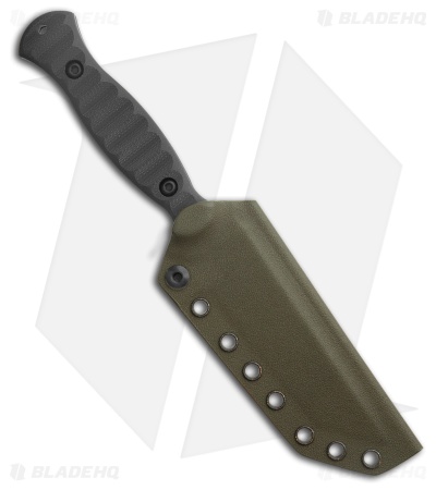 Toor Knives Overlord Woodland Tanto Fixed Blade Knife Black G-10 (4.5" Green)