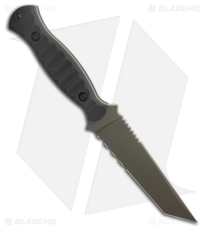 Toor Knives Overlord Woodland Tanto Fixed Blade Knife Black G-10 (4.5" Green)