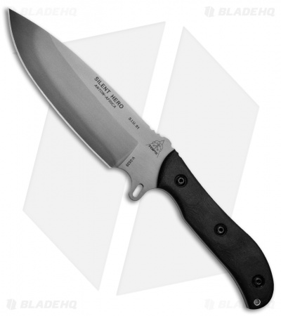 TOPS Knives Silent Hero Fixed Blade Knife Black Smooth Micarta (6.5" Gray) *Disc