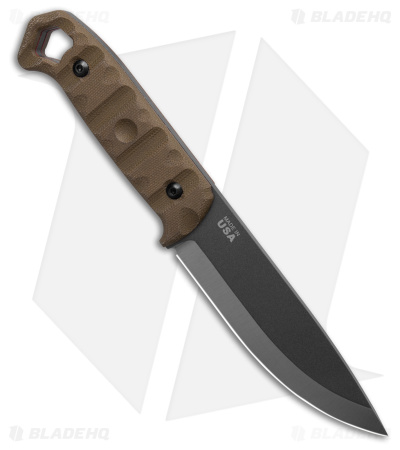 TOPS Knives Brakimo Fixed Blade Knife RMT OD Green Micarta (5.3" Satin Tungsten)