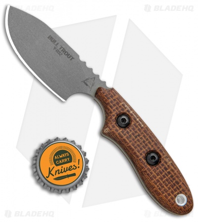 TOPS Knives Bull Trout Fixed Blade Knife Burlap Micarta (2.75" Tumbled) BLTT-01