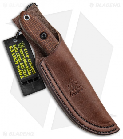 TOPS Knives Bull Trout Fixed Blade Knife Burlap Micarta (2.75" Tumbled) BLTT-01