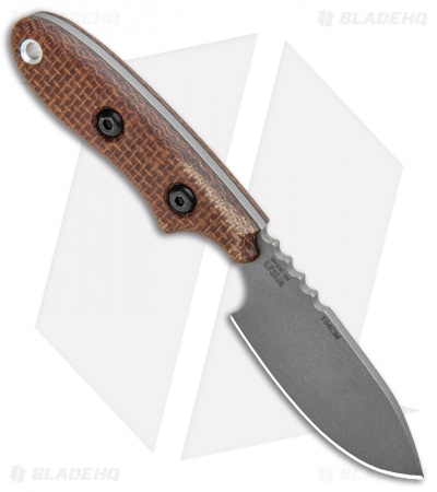 TOPS Knives Bull Trout Fixed Blade Knife Burlap Micarta (2.75" Tumbled) BLTT-01