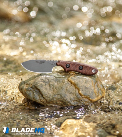 TOPS Knives Bull Trout Fixed Blade Knife Burlap Micarta (2.75" Tumbled) BLTT-01