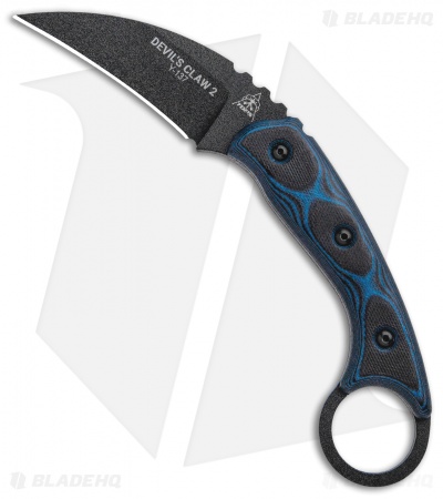 TOPS Knives Devil's Claw 2 Fixed Blade Knife Blue/Black G-10 (3.13" Black) 
