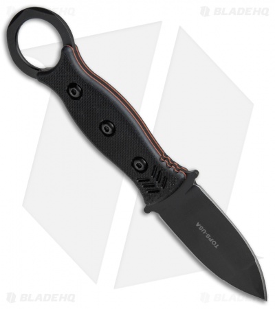 TOPS Knive I.C.E. Dagger Fixed Blade Neck Knife w/ Beta Loops (3" Black) ICED-02