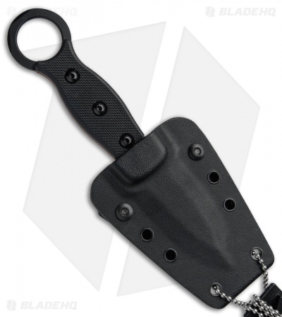 TOPS Knives I.C.E. Dagger Fixed Blade Neck Knife w/ Chain (3" Black) ICED-01