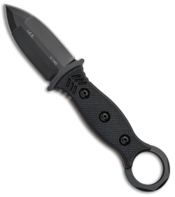 TOPS Knives I.C.E. Dagger Fixed Blade Neck Knife w/ Chain (3" Black) ICED-01