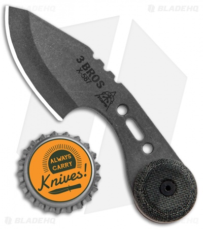 TOPS Knives 3 Bros. Fixed Blade Knife Black Canvas Micarta (2.2" Tumbled)