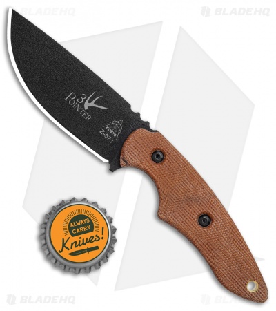 TOPS Knives 3 Pointer Fixed Blade Knife Tan Canvas (3.13" Black) 