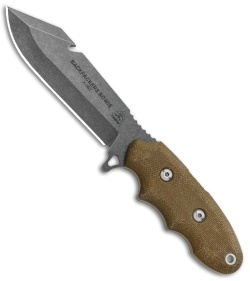 TOPS Knives Backpacker's Bowie Fixed Blade Green Canvas Micarta (4.5&quot; Tumbled) | 91992