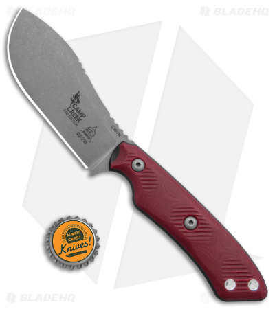 TOPS Knives Camp Creek Fire Edition Fixed Blade Knife Red G-10 (4.3" Tumbled)