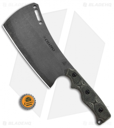 TOPS Knives El Chappo Cleaver Fixed Blade Knife Black Micarta (6" Acid SW)